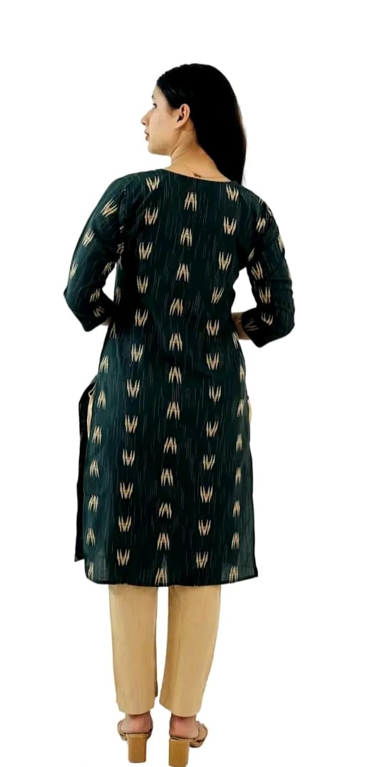 Women's Kurti with Pant and Dupatta Set | Green | XXL | Ethnic Wear
