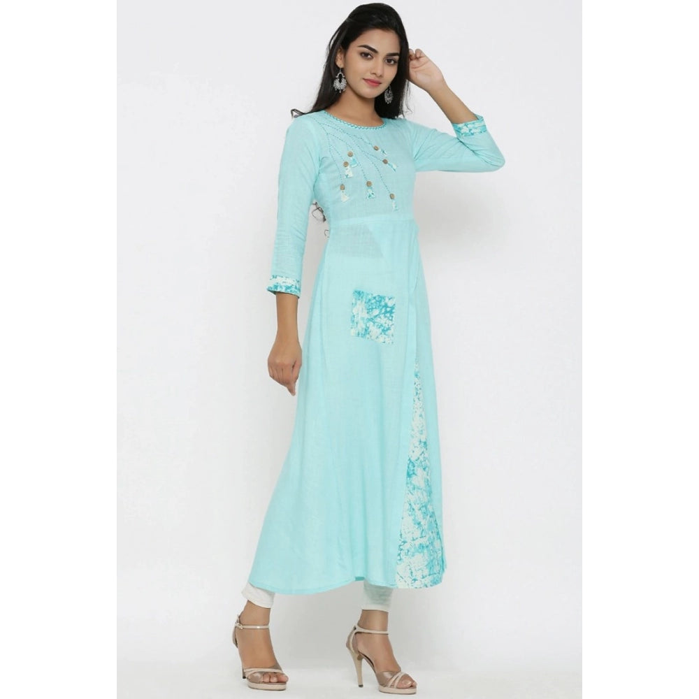 Women's Casual 3/4 th Sleeve Embroidery Rayon Kurti