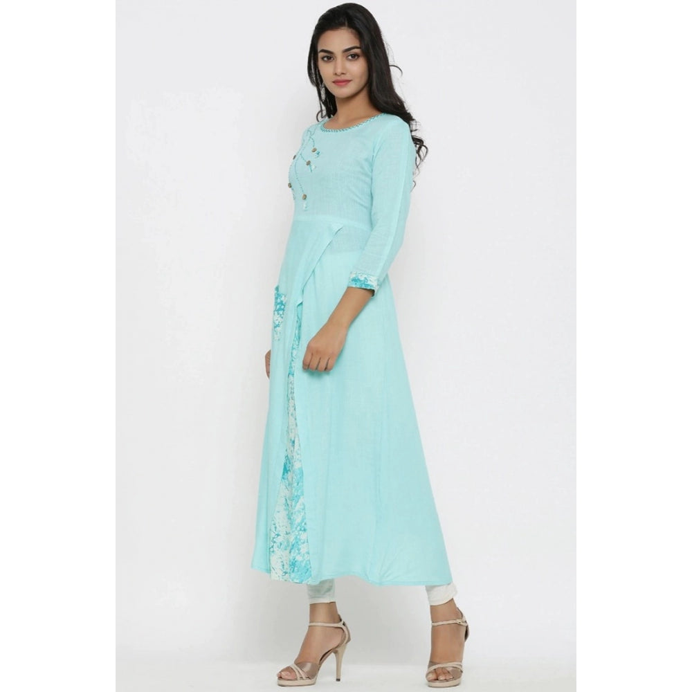 Women's Casual 3/4 th Sleeve Embroidery Rayon Kurti