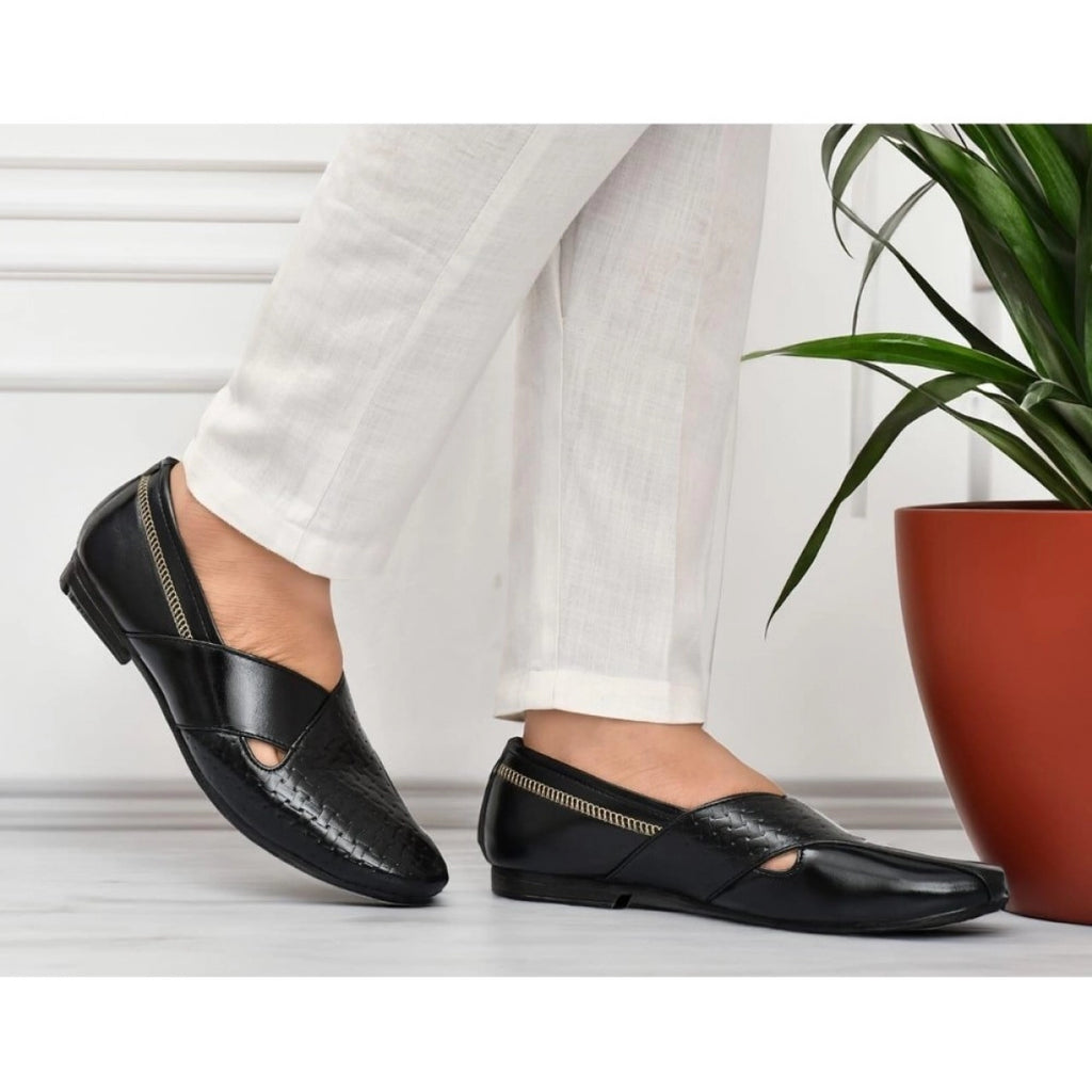 Men's Faux Leather Formal Slip-On Shoes - Black