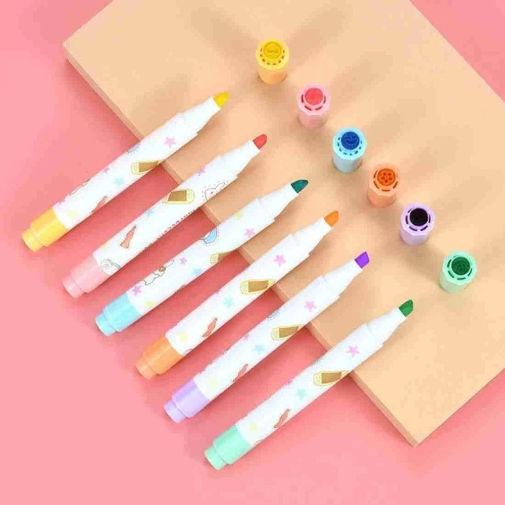 2-in-1 Stamper Marker Pen Set with Water Based Ink Plastic Stationery
