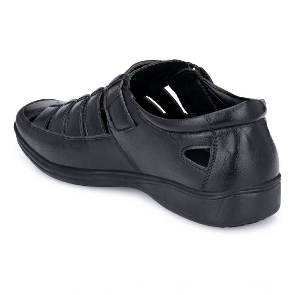 Men's Casual Faux Leather Solid Velcro Sandal