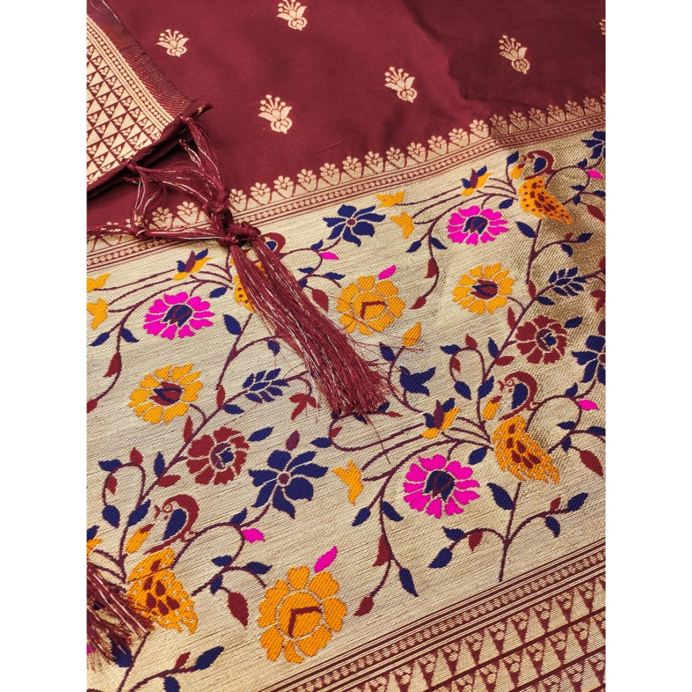 Women's Banarasi Silk Printed Unstitched Salwar Suit Material With Dupatta