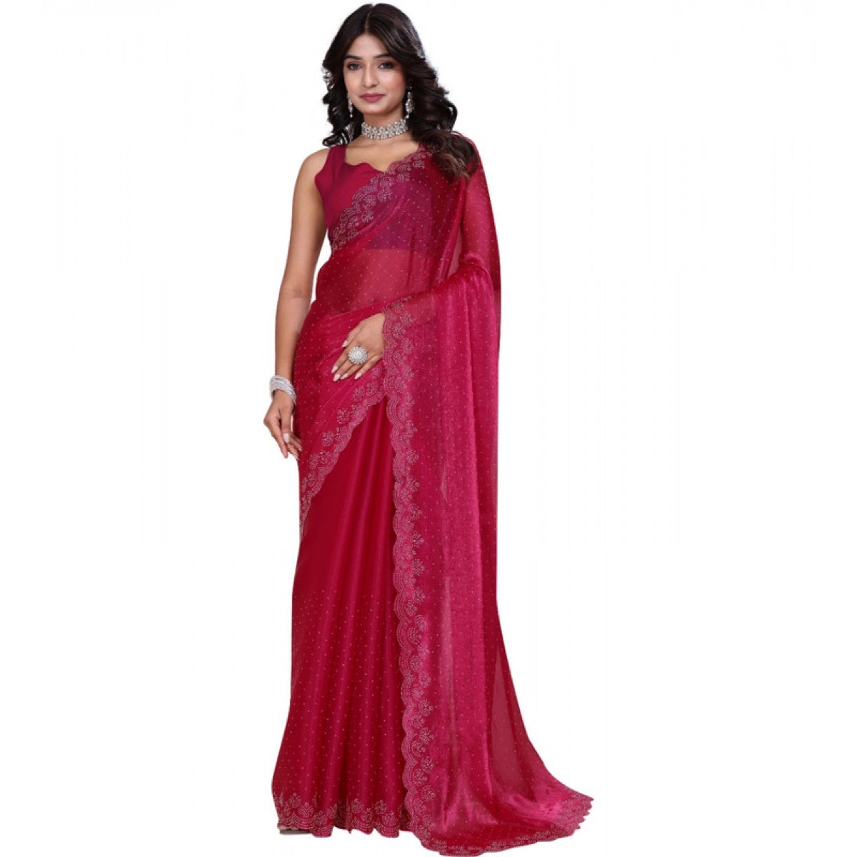 Women's Silk Blend Woven Saree With Unstitched Blouse - Multicolor