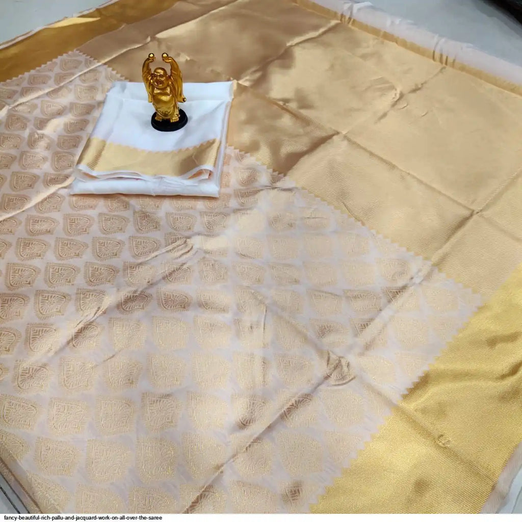 Fancy Jacquard Saree with Rich Pallu | Cream