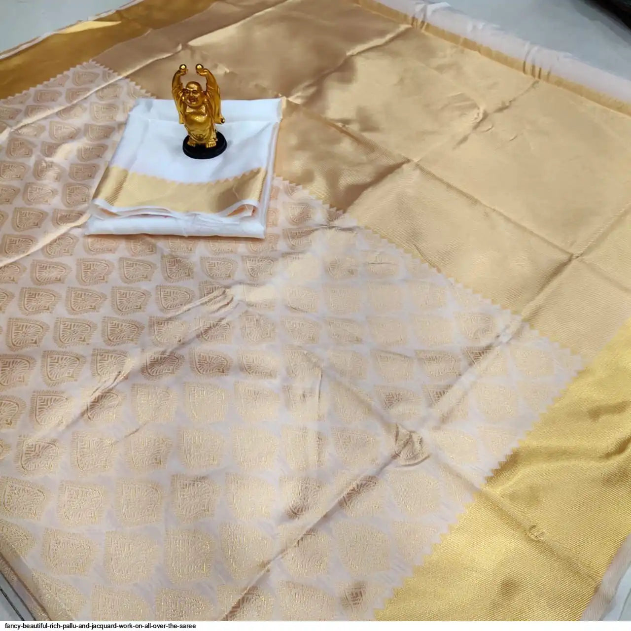Fancy Jacquard Saree with Rich Pallu | Cream