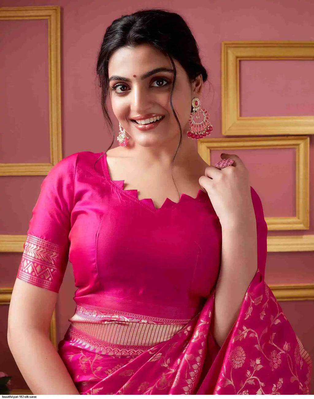 Beautiful Pari Silk Saree | Pink | Design 182