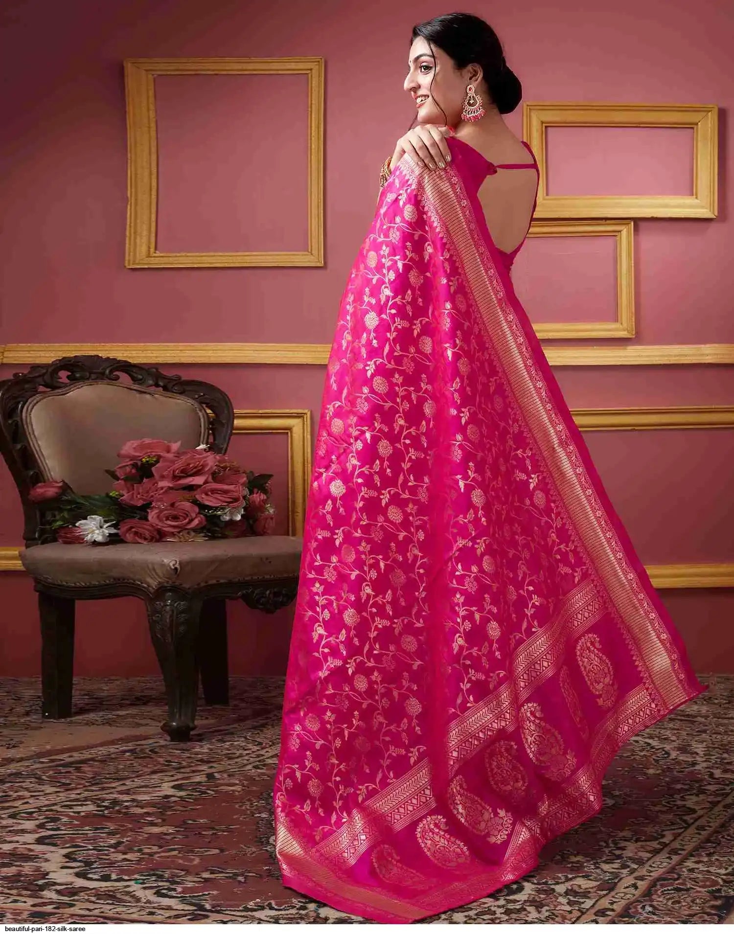 Beautiful Pari Silk Saree | Pink | Design 182
