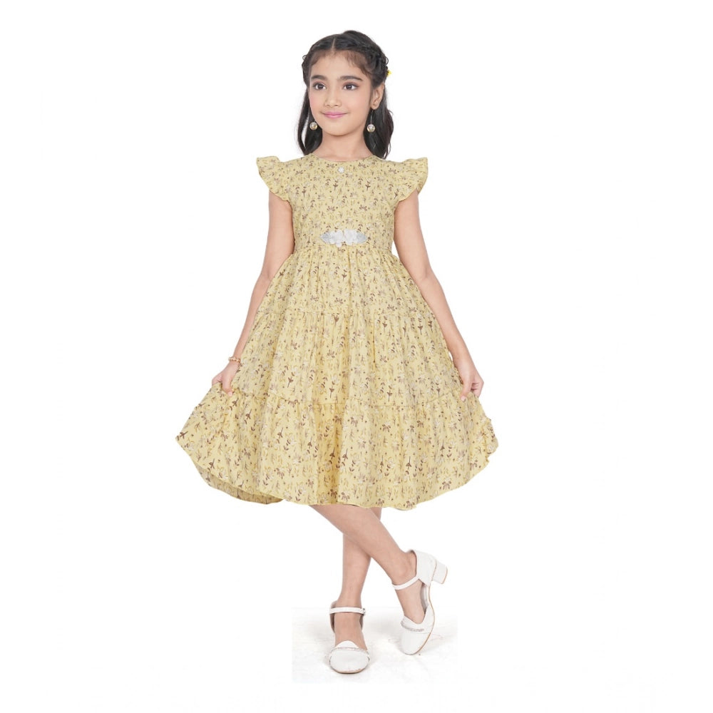 Girl's Twill Printed Short Sleeve Round Neck Dress
