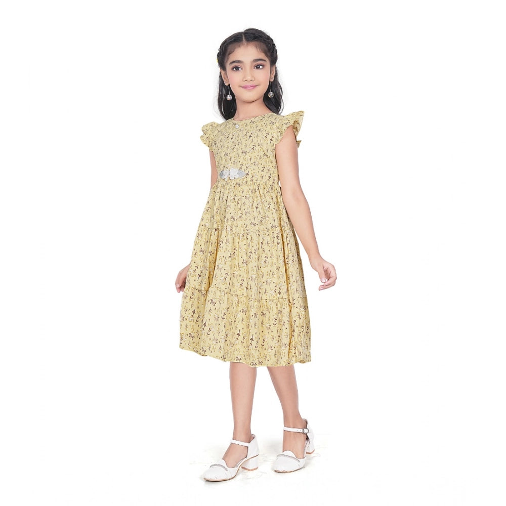 Girl's Twill Printed Short Sleeve Round Neck Dress