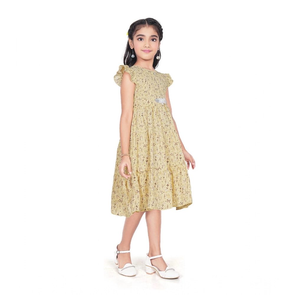 Girl's Twill Printed Short Sleeve Round Neck Dress