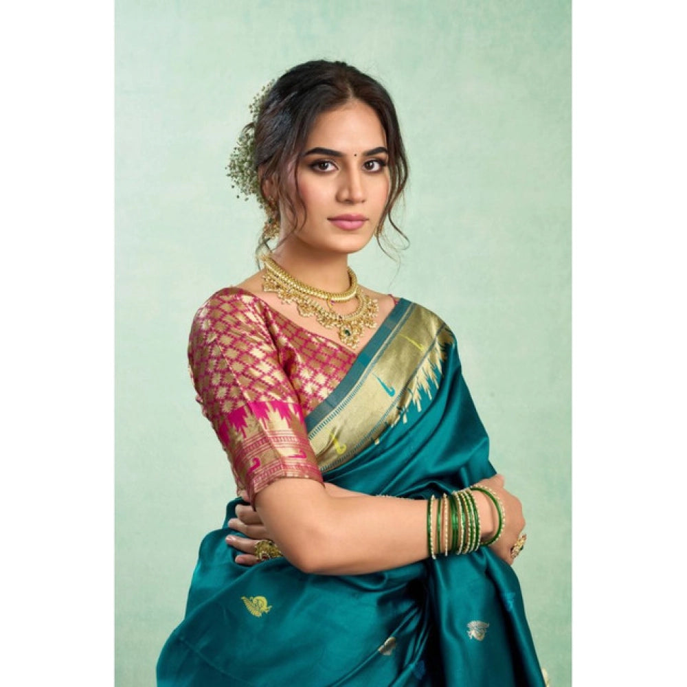 Women's Silk Blend Woven Saree With Unstitched Blouse