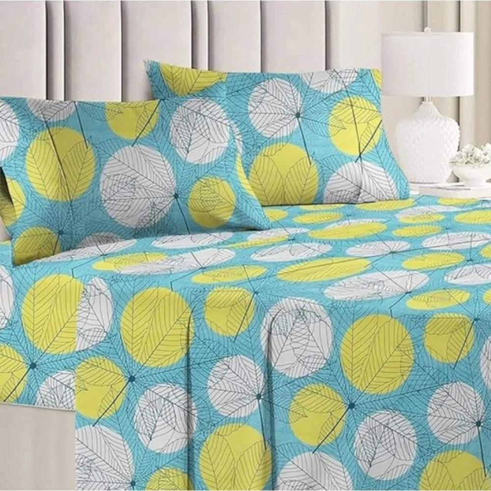 Microfiber Floral Printed Double Bedsheet with 2 Pillow Covers