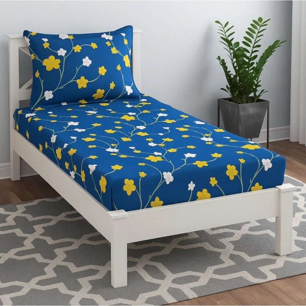 Microfiber Floral Printed Single Bedsheet with 1 Pillow Cover