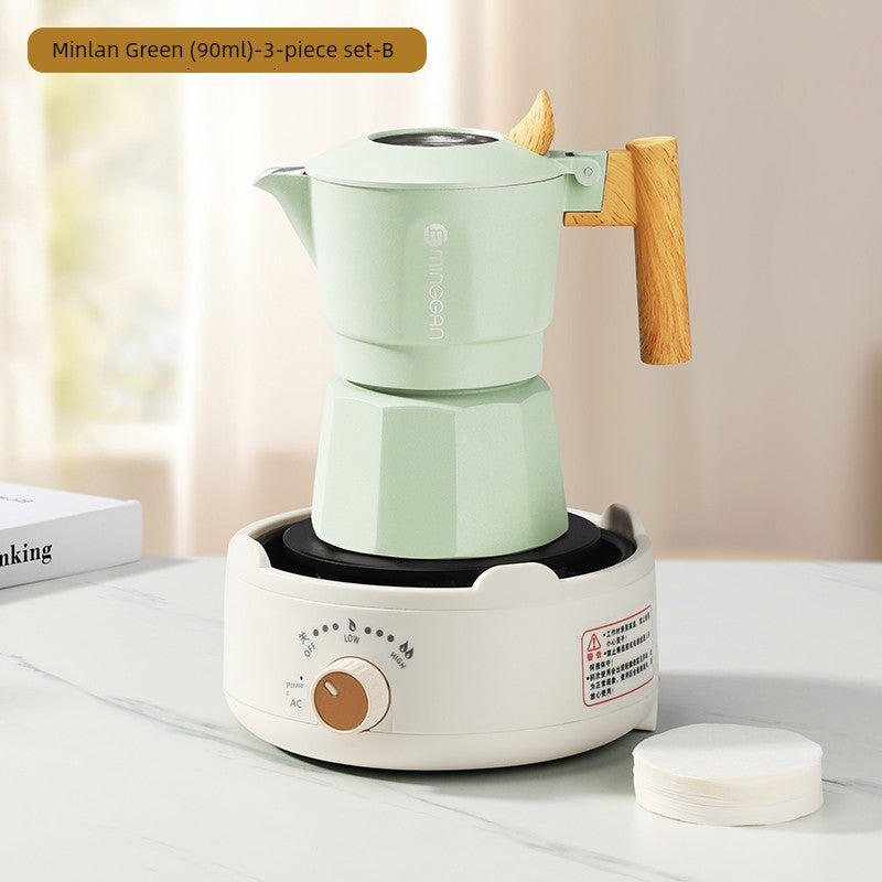 Mongdio Moka Pot Double Valve Coffee Percolator Espresso Coffee Machine For Home Small Coffee Extraction Pot