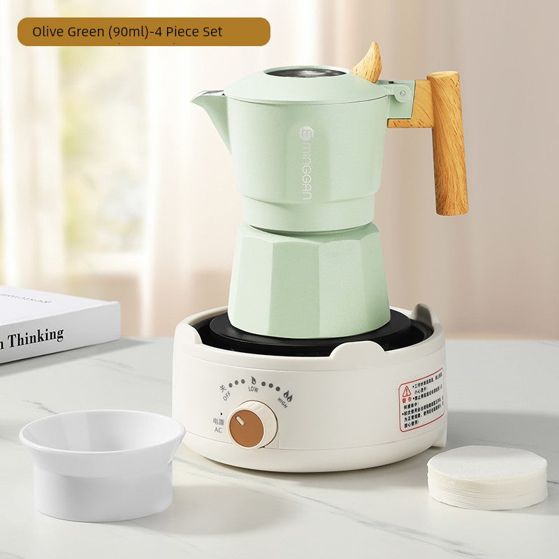 Mongdio Moka Pot Double Valve Coffee Percolator Espresso Coffee Machine For Home Small Coffee Extraction Pot