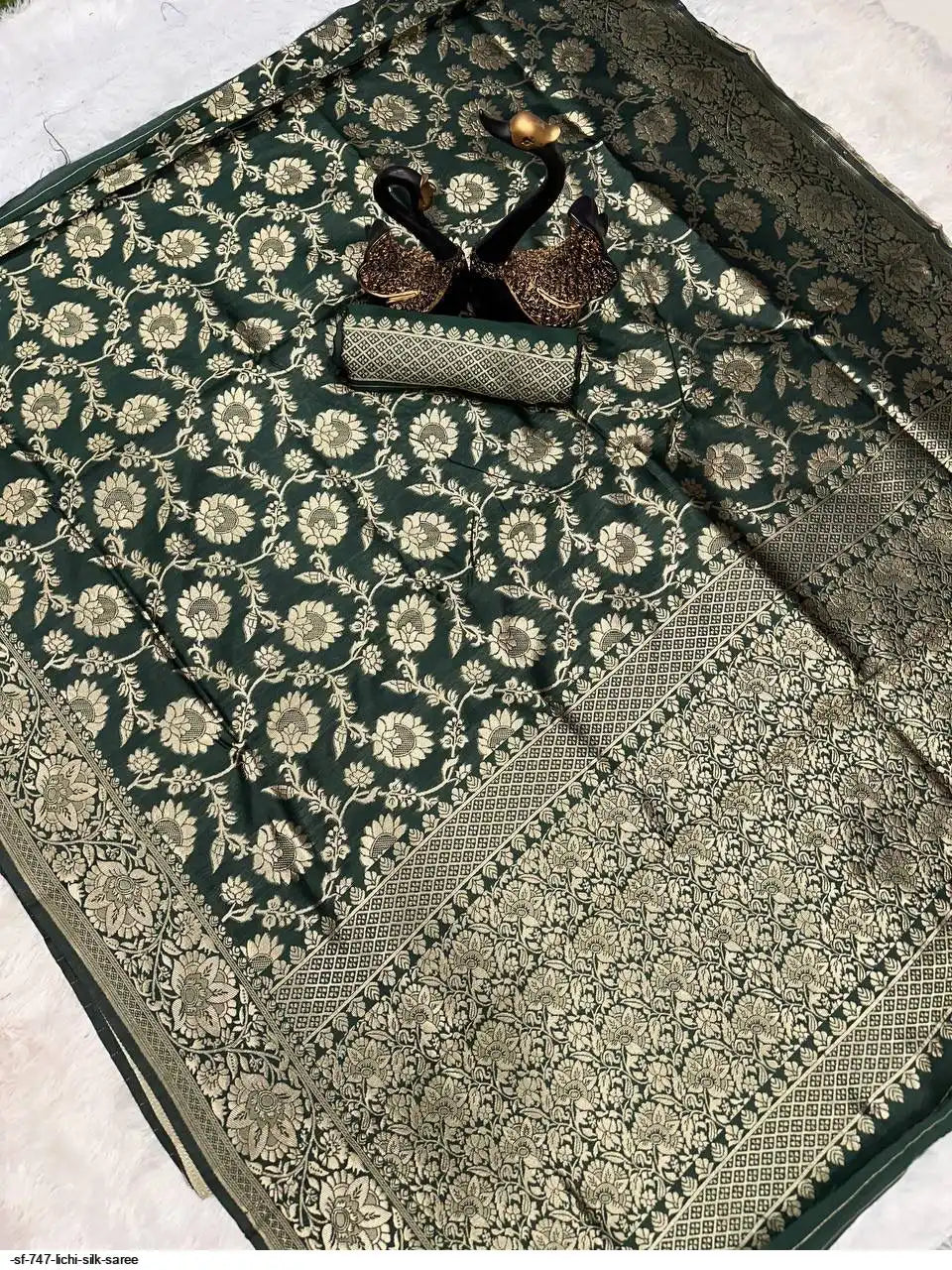 SF 747 Lichi Silk Saree | Green