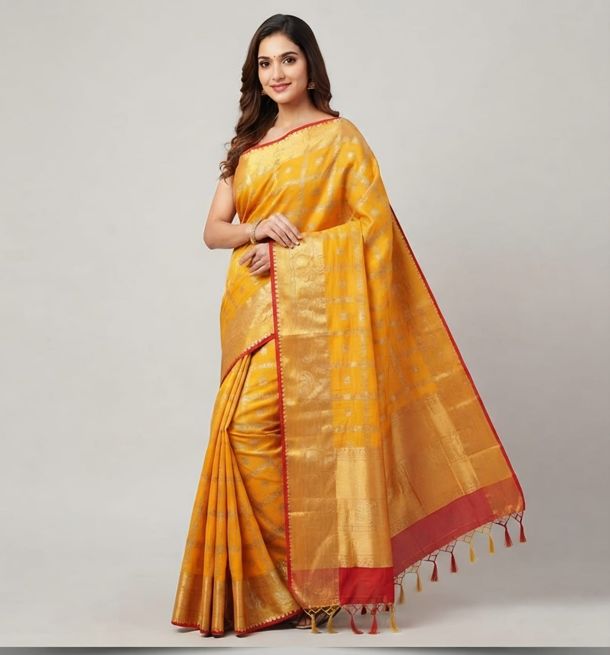SS Dolla Silk Zari Design Saree | Yellow