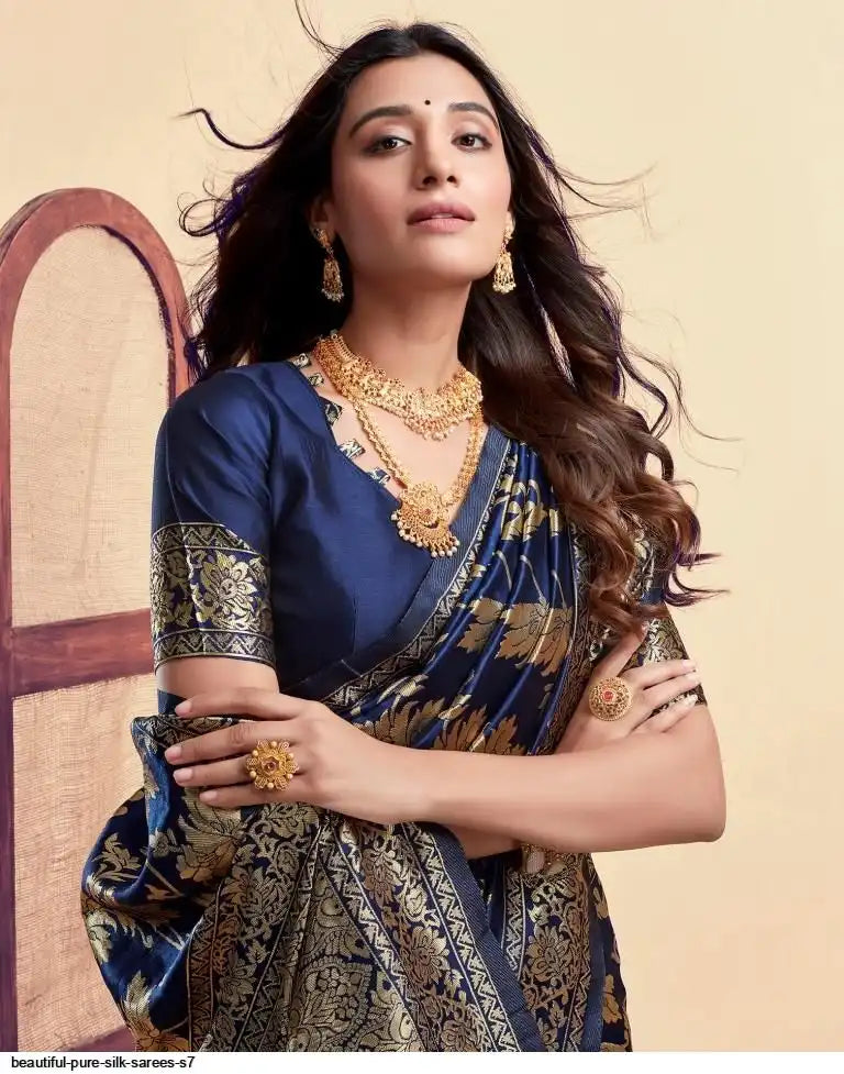Beautiful Pure Silk Saree I Royal Blue
