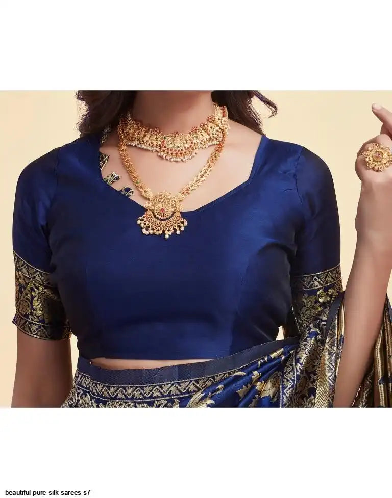 Beautiful Pure Silk Saree I Royal Blue