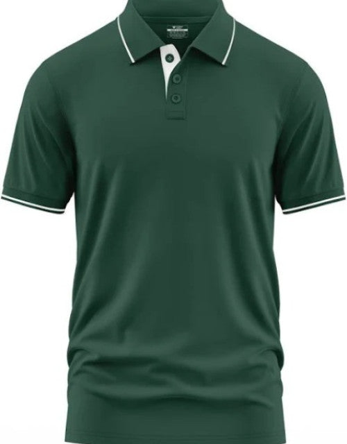 Men Solid Polo Collar Cotton T-shirt