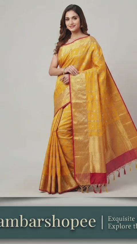 SS Dolla Silk Zari Design Saree | Yellow